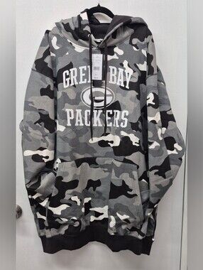 Fanatics NFL Green Bay Packers AOP Camo HRT&Soul Camo Hoodie Gray Black 3XLT NWT